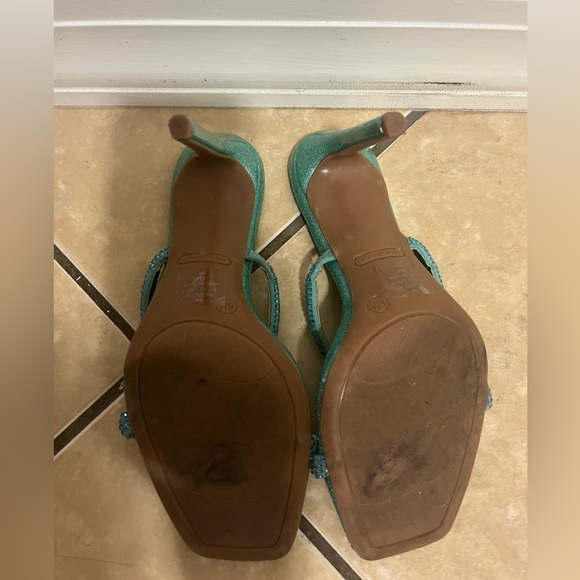 Nine West Zarleen Blue Heeled Slide with Rhinestones Sz 6 - Picture 3 of 4